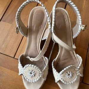 Jack Rogers Cream Braided Leather Sandals
